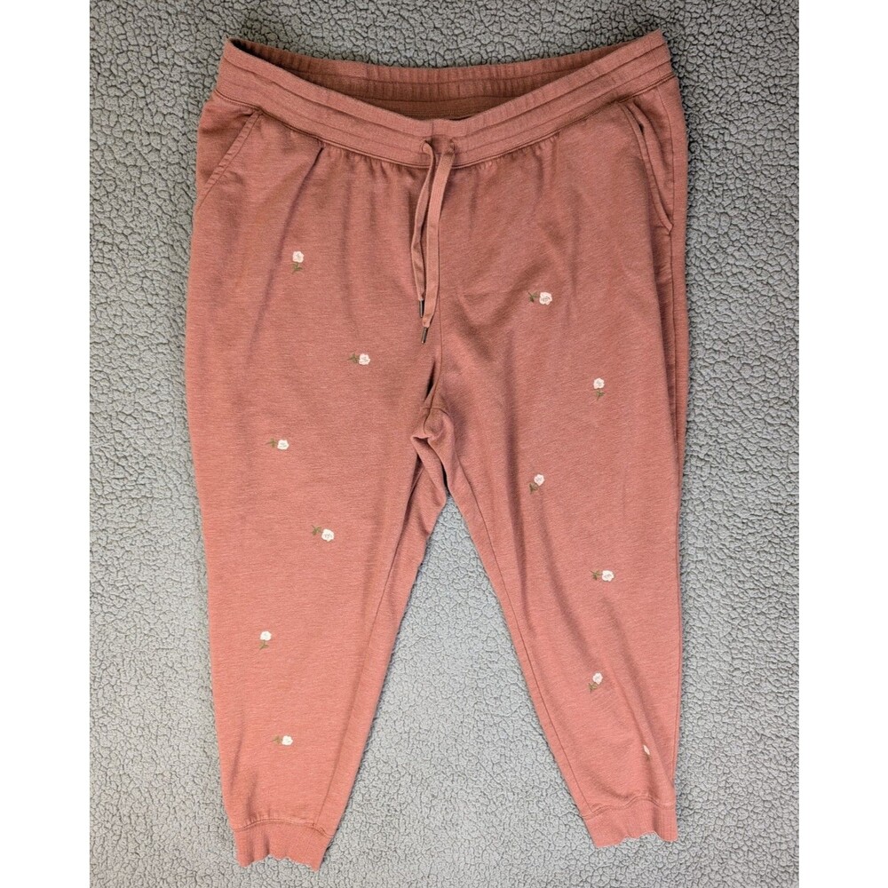 Old Navy Womens Pants Size XXL Floral Embroidered Jogger Sweatpants Cozy Casual